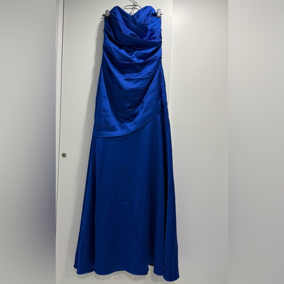 David's Bridal Womens Royal Blue Strapless Maxi Dress Size 10 - Picture 2 of 14